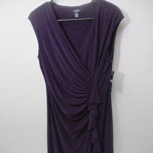 Elegant Large Chaps Purple Draped Dress